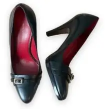 Banana Republic Black Buckle Heeled Pumps with Red Interior.   Size-8