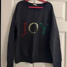 “JOY” Christmas Crewneck - Dark Navy Blue - size XS
