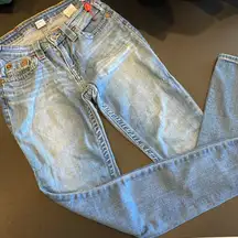 True religion faded blue jeans sz 24 waist casual/skinny fit