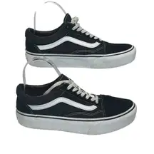 Vans Old Skool Black White Canvas Sneakers Mens 7 Womens 8.5 Classic Skate Shoes