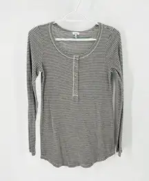 SPLENDID THERMAL FOREVER HENLEY lightweight casual gray striped longline