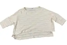 Zara Womens Solid Ivory Long Sleeve Mesh Sheer knit Sweater Top Medium hi low he