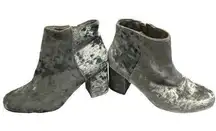 Diba SIZE 7.5 Silver Brodie Crushed Velvet 3" Heeled Ankle Booties Round Toe