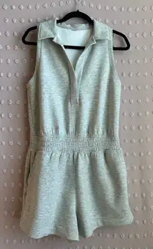 Abercrombie & Fitch YPB neoKNIT Collared Short Romper Sz M Heather Grey