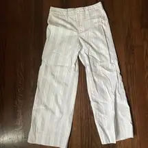 Gap wide leg crop pants white with light blue stripes