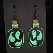 Glow in the Dark Ghost Potion Earrings 👻💜 Spooky Halloween Jewelry
