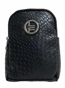 London Fog 100th Anniversary Broadway Double Compartment Woven Sling In Black