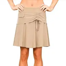 Athleta Wherever Ruched Golf Layered Active wear Skort Skirt beige tan Sz 12