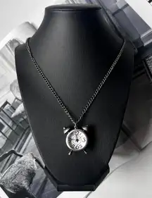 VINTAGE SILVER DECREE ALARM PENDANT WATCH NECKLACE