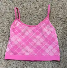 PacSun cute pink plaid tank top