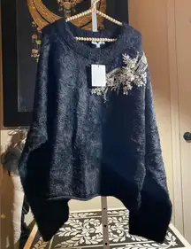 Gibson Latimer Black Sweater with Silver Embellishment