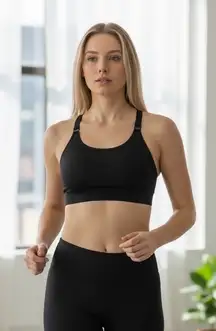 All in Motion Medium Black Sports Bra Adjustable Straps Workout Gym Activewear