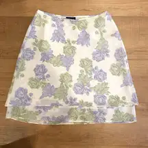 Ann Taylor Size 10 Knee Length Vinatge Floral Skirt Purple White Green retro