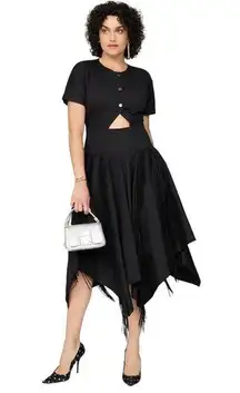 Bibhu Mohapatra Collective Cutout Fringe Dress in Black 10 Womens Western Midi