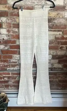 Sincerely Jules Cotton Crochet Knit Stretch Flare Casual Pants White Size XS