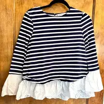 BeachLunchLounge Striped Nautical Long Sleeve with Eyelet Detailing