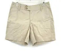 Eddie Bauer Size‎ 4 Shorts Khaki Mid Rise Pockets Two Button Hiking Casual Basic