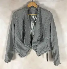 BLANK NYC Fringe Trim Draped Blazer Jacket Taupe, XS