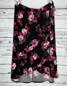 Lane Bryant NWT Size 18/20 Black - Floral Print High-Low Hemline Pull On Skirt