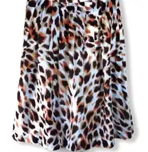 AK Anne Klein Animal Print Silk Blend Skirt