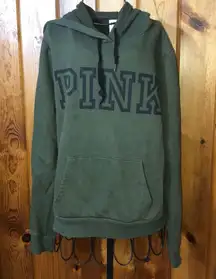 Pink Victoria’s Secret olive green sweatshirt hoodie size large causal wear top​