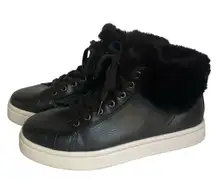 Koolaburra by UGG High Top Sneakers  Black Leather Fur Lined Size 7 US 38 EU