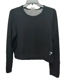 Gymshark Sweater Womens Large Solace Black Cropped Long Sleeve Sweatshirt #P3-0