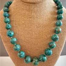 Chic Turquoise AIL Beaded Southwestern Necklace Sterling Silver