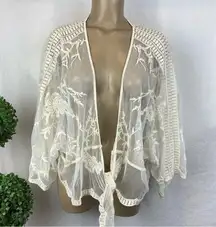 BCBG Ivory Lace Crochet Sheer Swim Cover Top NEW OS