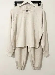 SET Express Tan Scuba Lounge Set Cargo Pant Joggers Boxy Top L/M