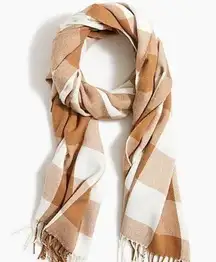 JCrew Factory Classic Plaid Scarf Ivory Carmel