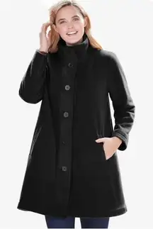 Romans Plus Size Fleece Swing Funnel-Neck Winter  Coat Black  Sz. 6X  NWOT