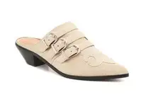 JOIE Beige Cabery Mules Western Applique