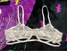 New! White Lace Strappy Underwire Underboob Pick-a-Boo Bra