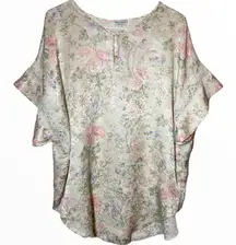 Vintage Lucie Ann II Satin Pajama Set 60s Flutter Blouse Pant Lace Floral 1X