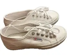 Superga  Classic Italian White Canvas Sneakers Shoes Low Top Size 5 EU35 New!