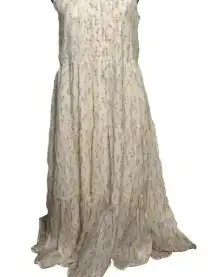 By The River Floral Midi Maxi Dress Med Romantic Prairie Cottagecore High Neck