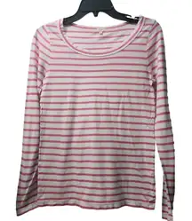 J.‎ Crew Striped Long Sleeve Tee Shirt Casual Top Pink White XS