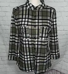 Polly & Esther - green Navy - Plaid Button up - L