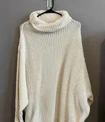 Free People Long Cream Oversized Cowl Neck Sweater/Sweater Dress