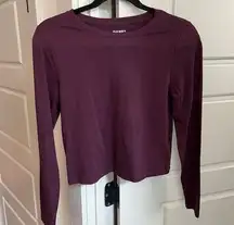 Fitted Long-Sleeve Cropped T-Shirt in Purple