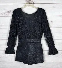 Maje Igloo Lace Romper Black Sequin Long Sleeve Embroidered The Women’s Sz M