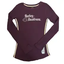 Harley Davidson Knit Long Sleeve Shirt Purple Size Small Palm Beach Embroidered‎