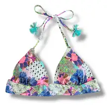 Victoria’s Secret Bikini Top L Boho Y2K Triangle Tassel Swim Floral Festival‎