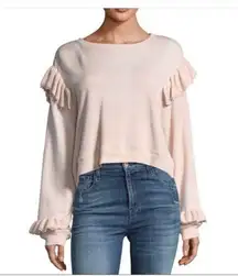 LoveShackFancy Corrine Ruffle sweater in pale pink size xs