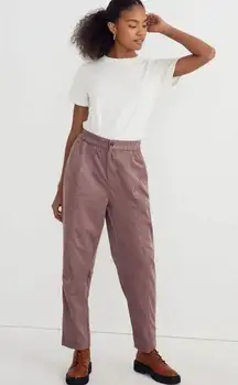 Madewell Corduroy Pull On Tapered Leg Pants in Fig (Mauve)