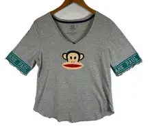 Paul Frank Monkey Graphic T-Shirt Y2K Womens Large Short Sleeve‎ Gray Top Gray