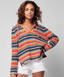 NWT B. Yellowtail x Faherty Rainbow Falls Crochet Hoodie Sweater XS