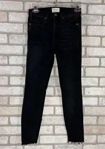 McGuire Denim Newton Washed Black Distressed Raw Hem Skinny Jeans Size 25