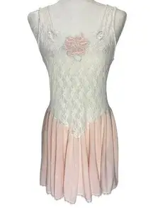 Vintage Indulgence Lace Slip Chemise Lingerie Dress - medium